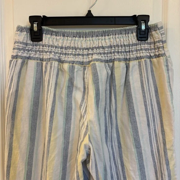Ladies Striped Nautical Wide-Leg Pants in Blue, Yellow & Cream Size Medium - Picture 9 of 9